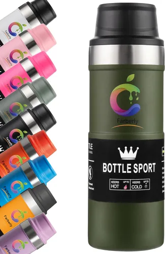 Vista 9 de Taza de viaje con acción de gatillo de acero inoxidable Taza de viaje de 17oz Botella de agua Thermos Taza de viaje con vacío Taza de café de acero