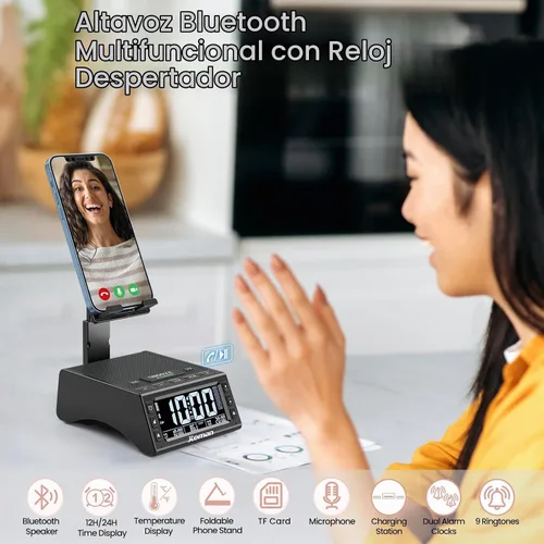 Vista 2 de JTEMAN Regalos para hombres y mujeres, soporte para teléfono celular con altavoz Bluetooth inalámbrico, accesorios de cocina ajustables Cool Tech