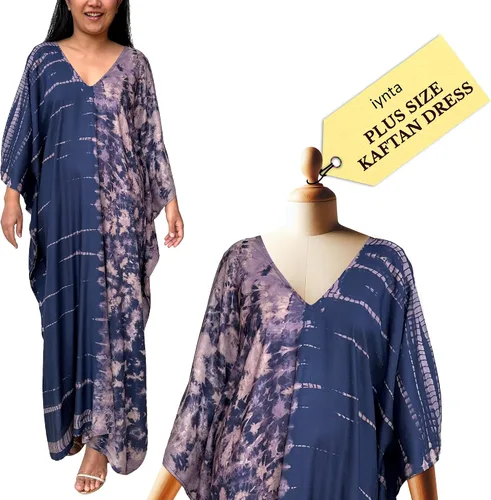 Vista 21 de Vestidos caftán hechos a mano en talla grande para mujer, vestido de gran tamaño teñido anudado, salida de baño para vacaciones y salidas nocturnas