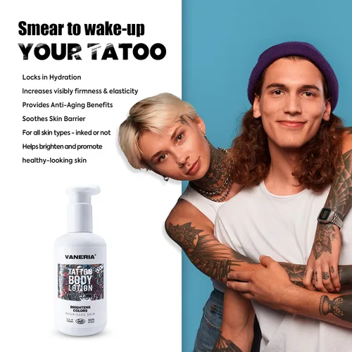 Vista 2 de VANERIA Loción para tatuajes, hidratante y curación para tatuajes, mantiene tu tinta con un aspecto fresco, el cuidado del tatuaje evita