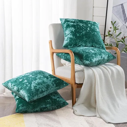 Vista 36 de Home Soft Things Funda de almohada decorativa de terciopelo triturado, 4 piezas, aguacate, 20 x 20 pulgadas, funda cuadrada de acento suave