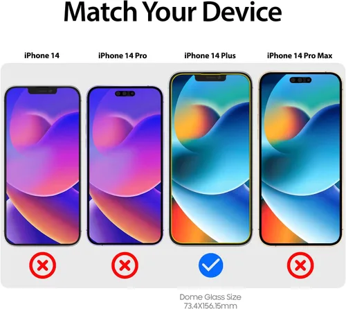 Vista 2 de DOME GLASS Whitestone [cobertura completa perfecta] Protector de pantalla de vidrio templado para iPhone 14 Plus con lámpara UV [2 unidades]
