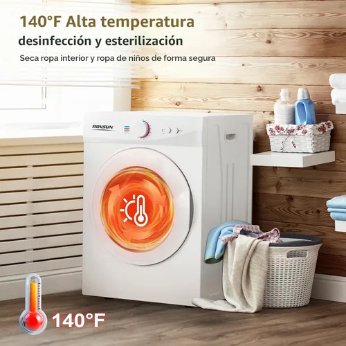 Vista 5 de Bonnlo Secadora de ropa compacta, secadora de ropa portátil de 1.8 pies cúbicos con bañera de acero inoxidable, secadora de ropa de carga frontal