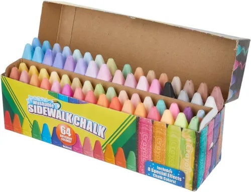Vista 6 de Crayola Ultimate Colección de Tizas Lavables (64 unidades), Tiza para Acera al Aire Libre a Granel para Niños, Barras Antideslizantes, Actividades