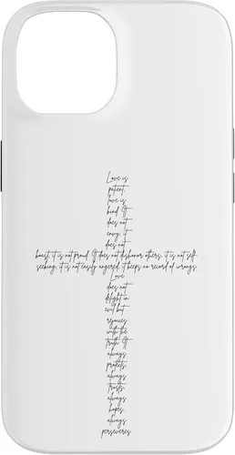 Vista 4 de Funda con cruz cristiana para iPhone 12/12 Pro 1 Corinthians 13
