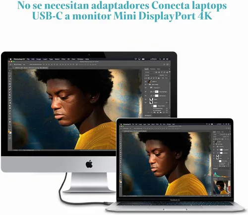 Vista 2 de USB C a Mini DisplayPort, cable de 6 pies 4K@60Hz Thunderbolt 3 a Mini Displayport compatible con iPhone 15/16/17 Serie, M1-M4 MacBook Pro, Surface
