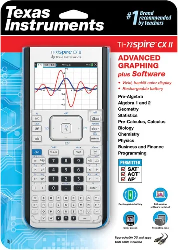 Vista 5 de Texas Instruments TI-Nspire CX II Calculadora gráfica a color con software para estudiantes (PC/Mac) Blanco 3.54 x 7.48 pulgadas