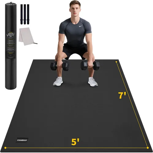 Vista 11 de CAMBIVO Alfombrillas de ejercicio grandes para entrenamiento en casa, 8 x 6 pies/7 x 5 pies/6 x 4 pies (0.276 in) extra gruesas para gimnasio