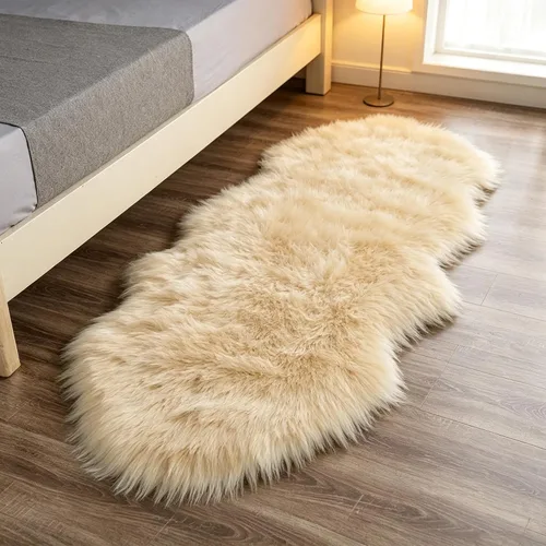 Vista 12 de Faux Fur Sheepskin Rug 2x6 ft, Fluffy Area Rug for Bedroom Living Room Aqua