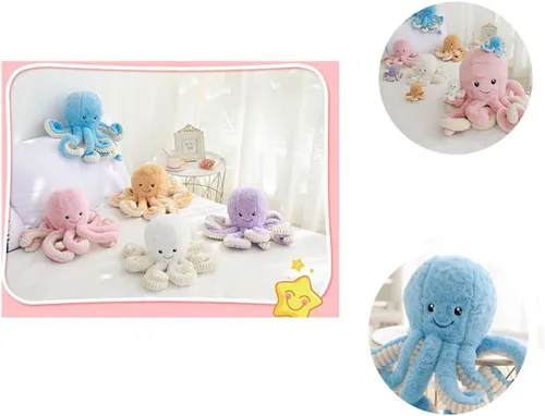 Vista 4 de JOSON - Juguetes de pulpo de peluche lindos, animales de peluche suaves en forma de pulpo, regalo de cumpleaños para niñas, niños y adultos