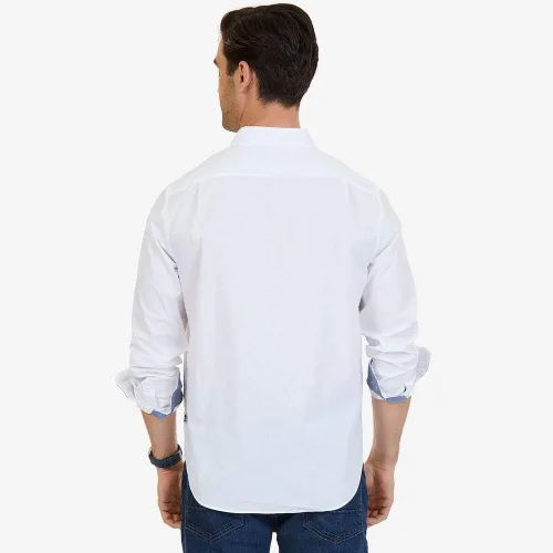 Vista 2 de Nautica - Camisa clásica para hombre, manga larga, con botones y elástica