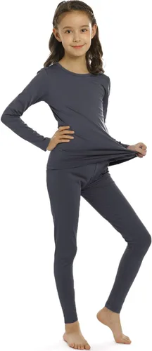 Vista 4 de Conjunto de ropa interior térmica para niñas con tejido polar térmico en parte superior e inferior