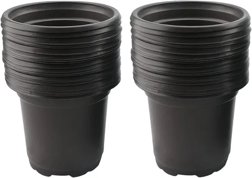 Vista 7 de KINGLAKE 100 piezas de macetas de plástico de 10 cm para plantas negras