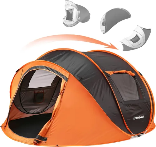 Vista 12 de EchoSmile Tienda de campaña desplegable para 2/4/6 personas, fácil instalación, cúpula resistente al agua, portátil con bolsa de transporte Negro