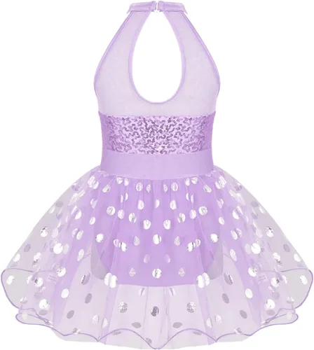 Vista 70 de CHICTRY Vestido tutú de ballet con lentejuelas brillantes para niñas y niñas, moderno disfraz de baile latino de jazz