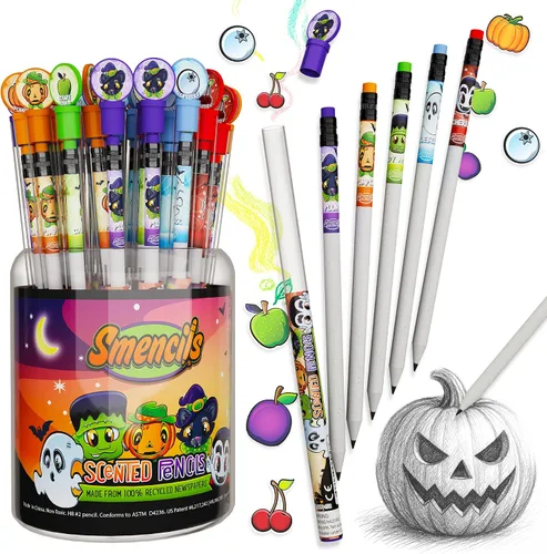 Vista 10 de Happy Birthday Smencils Cylinder - Lápices perfumados gourmet patentados HB #2, 50 unidades, regalos para niños