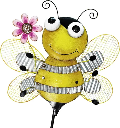 Vista 7 de Estacas de metal para jardín, letrero decorativo para patio, decoración de camino, decoración de interiores y exteriores (abeja)