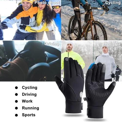 Vista 7 de Artelaris Guantes de invierno para hombres y mujeres, guantes térmicos resistentes al viento con pantalla táctil, guantes deportivos cálidos