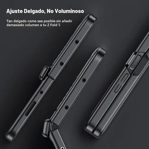 Vista 6 de Funda para Samsung Z-Fold-5: [Soporte oculto] [Carga inalámbrica] Funda delgada con protección de bisagra ligera con protector de pantalla - Funda