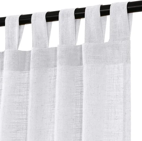Vista 12 de Turquoize Cortinas traslúcidas de lino natural con pestaña superior de 63 pulgadas, cortinas filtrantes de luz y cortinas para sala de estar Marfil