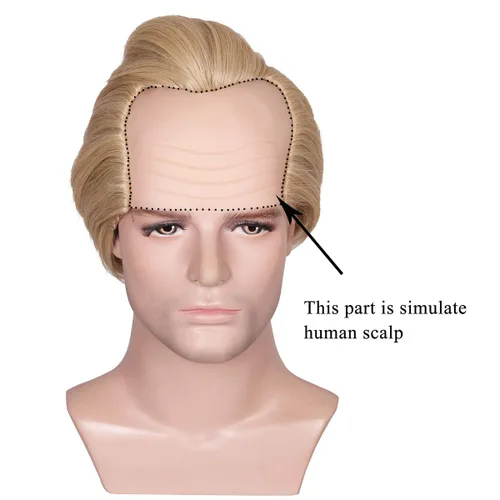 Vista 2 de ColorGround Peluca de cosplay corta rubia calva para hombre con máscara de ojos