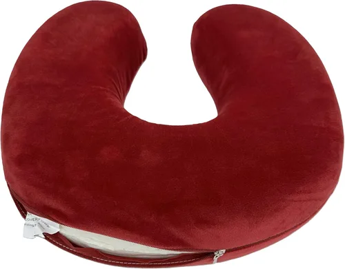 Vista 3 de Bookishbunny Almohada de viaje en forma de U de espuma viscoelástica suave para reposacabezas (borgoña)