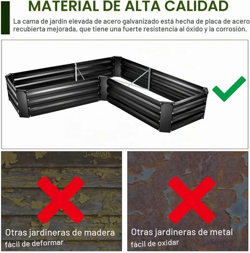 Vista 5 de Kit de Cama de Jardín Elevada, Macetero Galvanizado de 5x5x1 pies, Cajas de Jardín Elevado Altas para Exteriores, Camas de Jardín Elevado de Metal