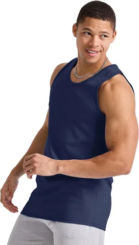 Vista 4 de Hanes Paquete superior Essentials para hombre, camisetas sin mangas de algodón de peso medio, paquete de 3