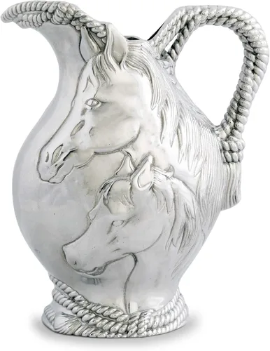 Vista 2 de Arthur Court Jarra de agua de aluminio para caballo y cuerda, de metal, para agua caliente/fría, té helado y bebidas de jugo, 10 pulgadas de alto