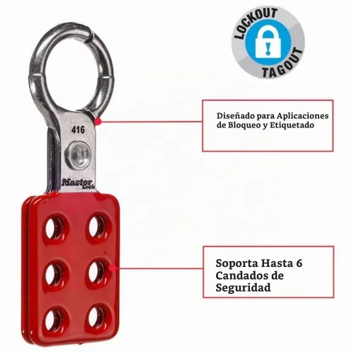 Vista 6 de Master Lock 416 Bloqueo Tagout Seguridad Hasp, Rojo