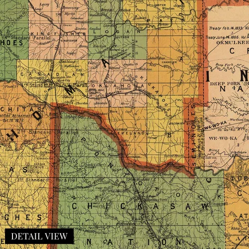 Vista 2 de HISTORIX Póster vintage de 1892 con mapa de los territorios indios y de Oklahoma, 18 x 24 pulgadas