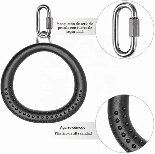 Vista 5 de Dolibest 2 Pack of Ninja Gymnastic Rings,Monkey Ring Outdoor Backyard Ninja Accessories Set,Swing Bar Rings Obstacle Course for Training Equipment