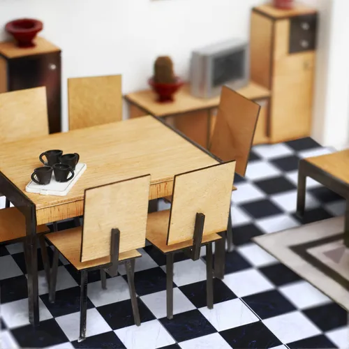 Vista 4 de OSALADI 27 piezas de muebles de piso de madera simulados Adornos de piso en miniatura Mini piso de casa Piso de madera en miniatura Mini Casa
