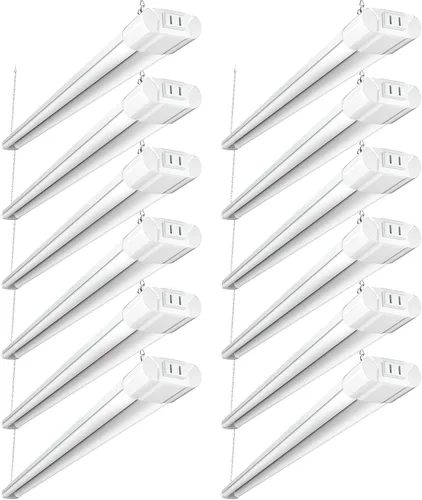 Vista 7 de BBOUNDER Paquete de 12 Luces LED Conectables para Taller con Reflector, Luz Diurna Súper Brillante de 5000K, 4400 LM, 4 Pies, Luminaria Integrada