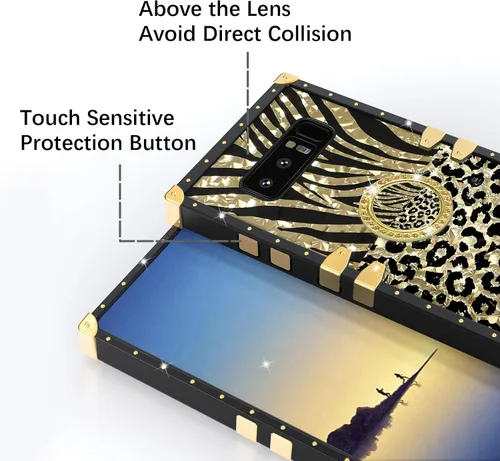Vista 7 de Funda para teléfono Samsung Galaxy Note 8 con soporte de anillo para niñas y mujeres, retro, elegante, de lujo, con estampado de leopardo, guepardo