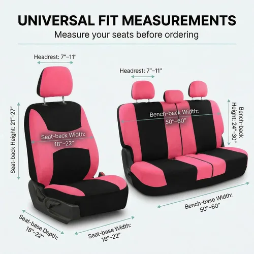 Vista 7 de FH Group FB030217 - Juego de fundas de asiento de tela ligera y transpirable, compatible con bolsa de aire y divisiones. Se adapta a la mayoría