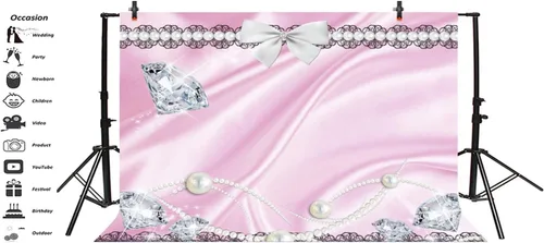 Vista 2 de Leyiyi Fondo de fotografía de joyería de lujo de 5 x 3 pies con diamantes brillantes para collar, adornos, cinta, moda, dama, telón de fondo