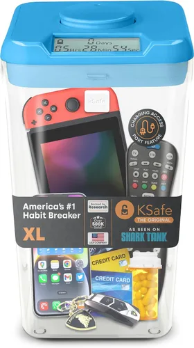 Vista 23 de KSafe - Caja de bloqueo con temporizador para teléfonos, aperitivos y medicamentos, caja fuerte para celulares, cárcel y alimentos con temporizador