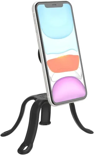 Vista 2 de PopSockets Soporte y soporte flexible para teléfono, soporte de trípode para teléfono, soporte universal para dispositivo - negro pequeño