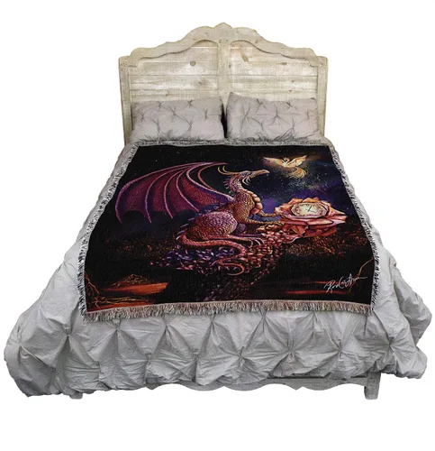 Vista 27 de Pure Country Weavers Rose Khan - Manta con diseño de dragón del tiempo de amatista tejida de algodón, hecha en los Estados Unidos (72 x 54 pulgadas)