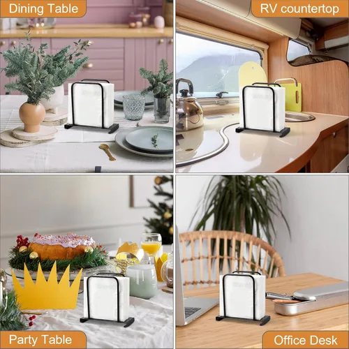 Vista 5 de Servilletero, moderno soporte para servilletas de papel de pie para cocina, mesa de comedor, almacenamiento de servilletas de metal para todas