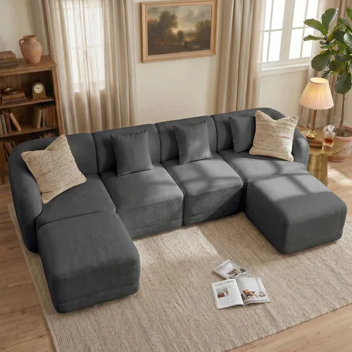 Vista 20 de Sofá modular de 3 plazas sin hueso de 112 pulgadas Blanco