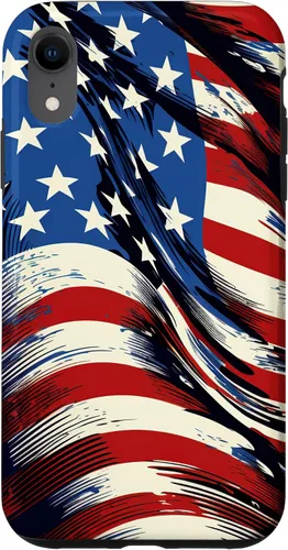 Vista 24 de iPhone 16 Cool USA Flag - Estados Unidos de América - Funda de diseño patriótico