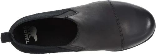 Vista 3 de Sorel - Botas cortas hasta el tobillo para mujer Evie, piel de ante impermeable, suela de cuña Negro