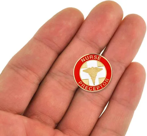 Vista 4 de PinMart's Red Caduceus Nursing Lapel Pin