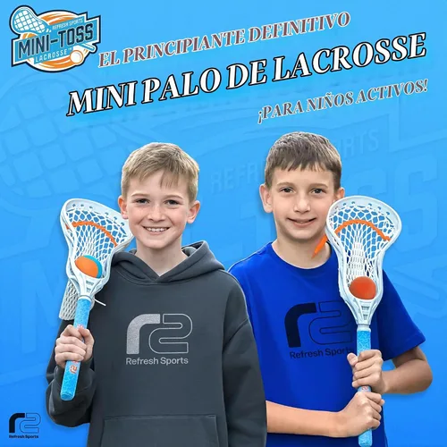 Vista 2 de Mini Toss Lacrosse Set – The Ultimate Game for the Pool or Beach & Backyard - Comes with Water Skipping Ball, Rubber Ball & 2 Sticks with Premium