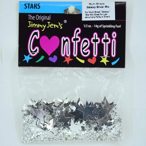 Vista 2 de Confetti Mix - Galaxy Stars Silver - 2 bolsas de media onza (1 oz) #8909 Q01 plateado