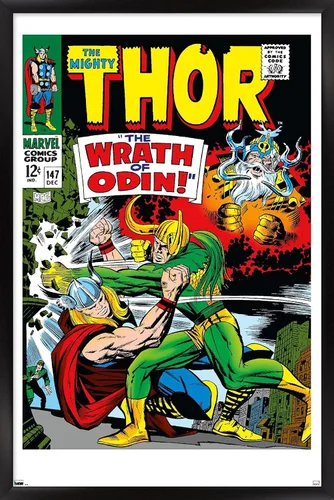 Vista 9 de Trends International Marvel Comics Loki - Póster de pared Thor #147, 22.4 pulgadas de largo x 14.7 pulgadas, versión enmarcada en madera de granero