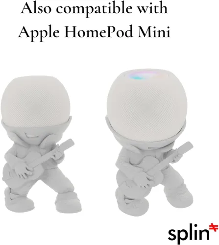 Vista 9 de Splin Soporte de mesa compatible con Amazon Alexa Smart Speaker Echo Dot (4ª y 5ª generación) y Apple HomePod Mini, Vegas Boy (blanco)
