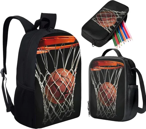 Vista 74 de HUGS IDEA Juego de 3 bolsas escolares con aislamiento térmico para el almuerzo, estuche para lápices